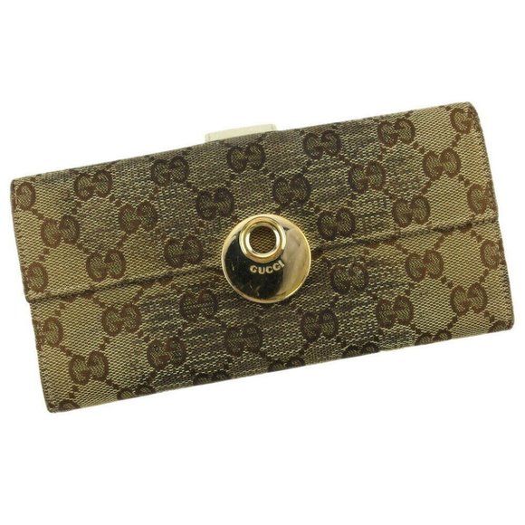 GUCCI wallet GG canvas beige canvas �~ leather Auth L3329 - Picture 1 of 9